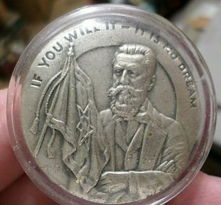 Rare Theodor Herzl Silver Large Coin Medal,  July 4 1976 Entebbe Rescue,  Israel 3