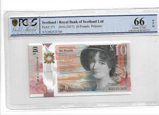 Scotland/royal Bank Of Scotland Ltd Pick 371 2017 10 Pounds Polymer Pcgs 66 Opq