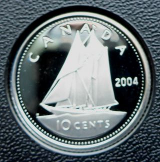 Canadian 2004 Sterling Silver Proof 10 Cent Low Mintage " Heavy Cameo " Bluenose