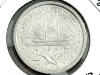 1948 Saint Pierre And Miquelon 2 Franc Coin Km2 Uncirculated