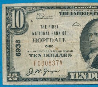$10.  1929 The First N.  B.  Of Hopedale,  Ohio Charter 6938