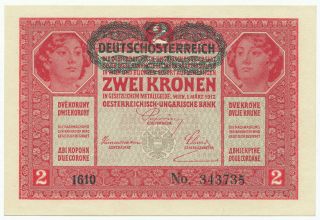 Austria,  Österreich - 2 Kronen 1.  3.  1917.  (1919) P50,  Unc.  (a013)