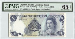 Cayman Islands 1971 (nd 1972) P - 1b Pmg Gem Unc 65 1 Dollar