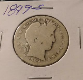 1899 - S Silver Barber Half Dollar In Circulated Coin For Fill In