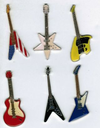 Set Of Six 2004 Somalia Color $1 Guitar Coins American Flag Pink Star Flying V