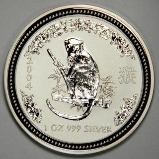 2004 Australian Silver 1 Oz.  Lunar Monkey - Air - Tite Capsule - Priced Right