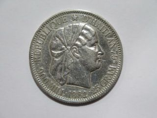 Haiti 1882 1 Gourde Low Grade Silver World Coin ✮cleaned✮cheap✮