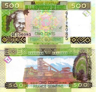 Guinea 500 Frances Banknote World Paper Money Unc Currency Pick P - 47 2015 Bill