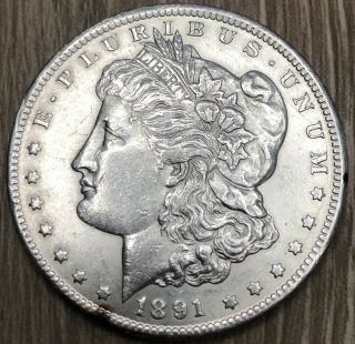 1891 - Cc Morgan Silver Dollar Almost Uncirculated