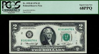 Gem 1976 $2 Federal Reserve Note Frn • York • Pcgs 68 Ppq • Fr.  1935 - B