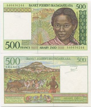 Madagascar 500 Francs 1994 P - 75a Unc