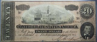 1864 $20 Confederate States Of America