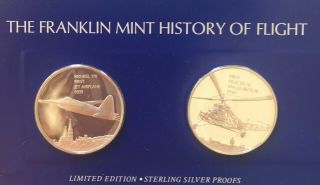 70grams.  925 Sterling Silver History Of Flight Airplane Coins Set Of 2 38 39