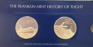 70grams.  925 Sterling Silver History Of Flight Airplane Coins Set Of 2 95 97