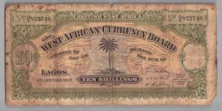 561 - 0079 British West Africa Currency Board 10 Shillings,  1937,  Pick 7b,  Fine