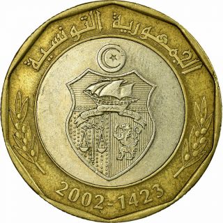 [ 675119] Coin,  Tunisia,  5 Dinars,  2002,  Paris,  Ef (40 - 45),  Bi - Metallic,  Km:444