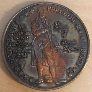 Csna Fall 1988 Convention Bronze Medal; Thomas Jefferson; Ontario (x659)