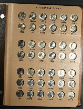 1946 - 2002 Pds Roosevelt Dimes Bu & Proof Complete Set 168 Coins In Dansco 8125