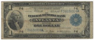 $1 1914 National Currency Federal Reserve Bank Of Atlanta Fr 726