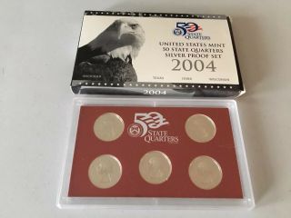 2004 S Us 50 State Quarters Silver Proof Set W Box And,  Florida,  Texas.