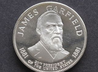 1970 Franklin Presidential Treasury James Garfield Silver Medal D8410 2