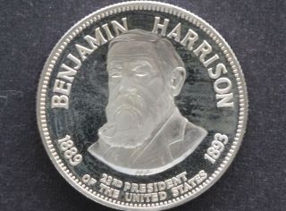 1970 Franklin Presidential Treasury Benjamin Harrison Silver Medal D8402