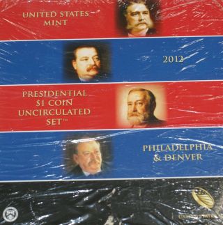 2012 P & D Presidential $1 Uncirculated 8 Coin Set Government Packaging