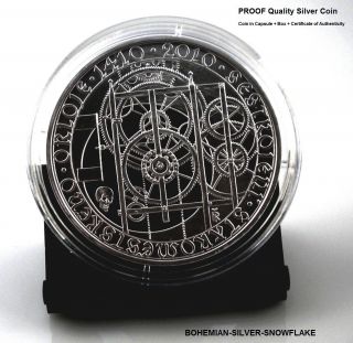 200 Czk Korun Prague Astronomical Clock - 2010 Czech Republic Proof Silver Coin