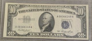 Series 1953 $10 Ten Dollar Silver Certificate Note Old Us Currency W2