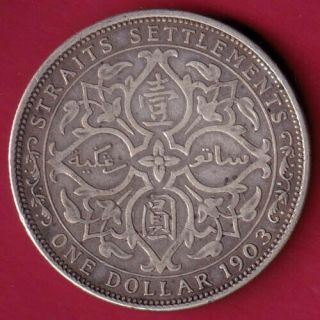 Straits Settlements - 1903 - Edward Vii - One Dollar - Wei: 26.  86 - Silver Coin Z99