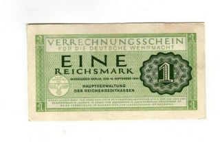 Xx - Rare 1 Reichsmark Nazi Wehrmacht Army War Note 1944 F C Swastika