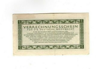 XX - Rare 1 Reichsmark nazi Wehrmacht army war note 1944 f c swastika 2