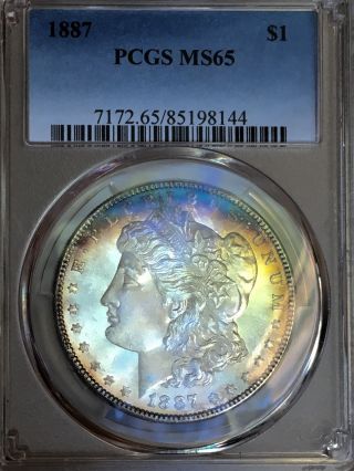 1887 P Morgan Dollar Pcgs Ms 65 Looks Proof Like Gorgeous Rainbow $$nr 10103