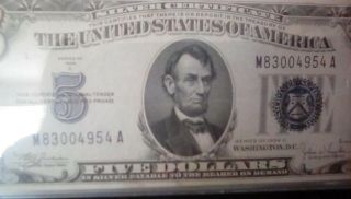 $5 1934 Five Dollar Silver Certificate M83004954 A UNC 3