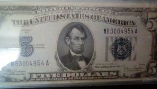 $5 1934 Five Dollar Silver Certificate M83004954 A UNC 5