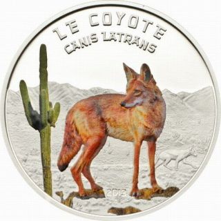 Niger 2013 Canis Latrans 1000 Francs Colour Silver Coin,  Proof