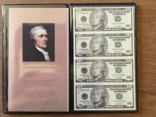 2003 $10 Star Note Uncut Sheet In Holder And Gold Box