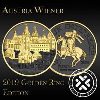 2019 Wiener Neustadt 825th Anniversary Silver 9999 1oz Golden Ring Edition