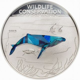 Cook 2013 Humpback Whale 5 Dollars Silver Coin,  Proof