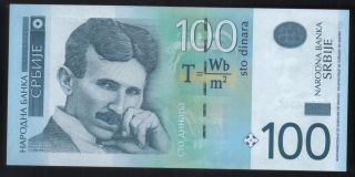 Nikola Tesla - Serbia 2013 - Paper Money - 100 Dinara - Banknote - Unc