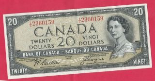 1954 Bank Of Canada 20 Dollar Note - Beattie/ Coyne - Very Lightly Circulated