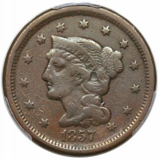 1857 Braided Hair Large Cent,  Small Date,  N - 4,  R1,  Pcgs Vf20
