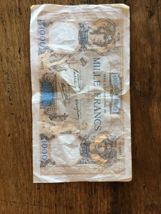 French France Banknote 1000 Francs - 1938