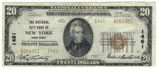 $20 1929 Type 2 National Bank Note Fr 1802 - 2 Charter 1461 York