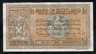 1 Pound From Scotland 1940 Vf