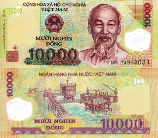 Vietnam 10000 Dong Banknote World Money Polymer Currency Pick P - 119h Ho Chi Minh
