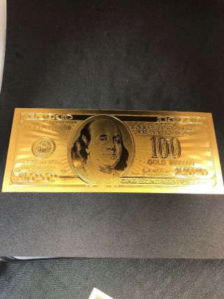 1999 $100 Gold Banknote Pure 24k Dollar Bill Us Currency Stamped “gold 9999999”