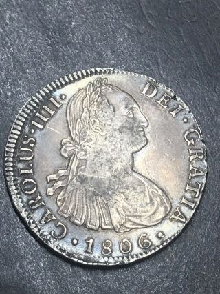 1806 8 Reales Mexican Silver Hispan Carolus Iii Spanish