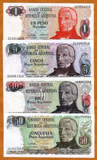 Argentina Set 1;5;10;50 Peso Argentinos Picks 311 - 312 - 313 - 314 1983 - 1985 Unc
