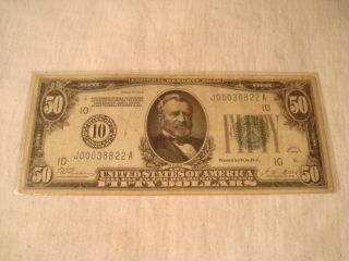 1928 Fifty Dollar Bill,  Low Serial Number